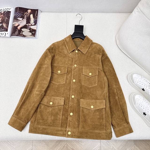P Retro British style Ce 25Ss Early autumn latest retro brown suede lapel workwe