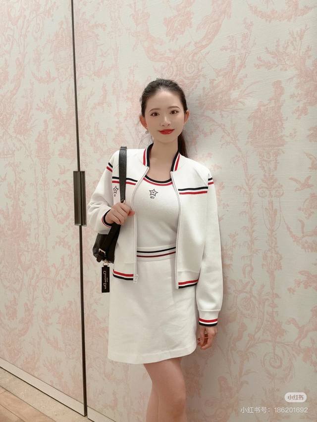 Dio* 25Ss new spring and summer tennis series technology zipper knitted cardigan