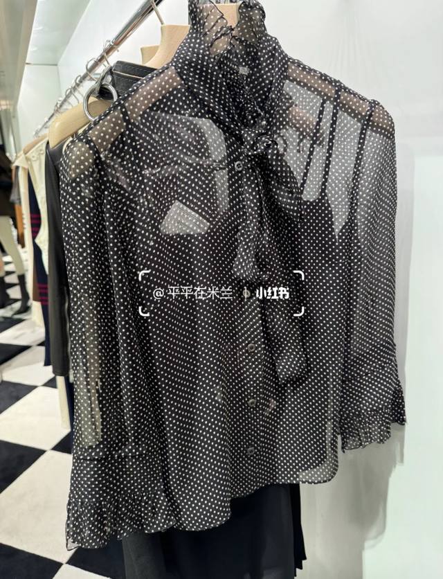 Shirt Prad* 25Ss Spring/Summer new polka dot print two-piece shirt. Use polka do