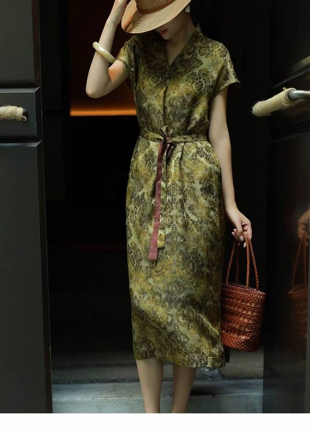 Dress Hot item recommendation! ! Rayon jacquard short-sleeved dress high-end and