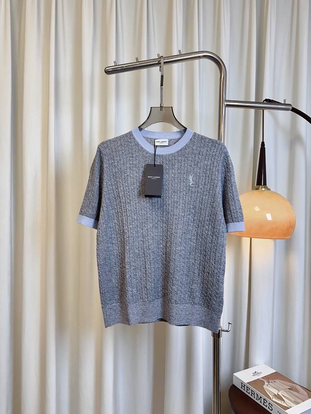 Ys* new high-density embroidered logo wool top. Custom-made fine twisted wool fa