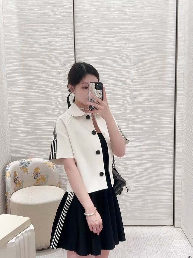 Dio*2025 short-sleeved jacket. Black and white custom webbing original developme