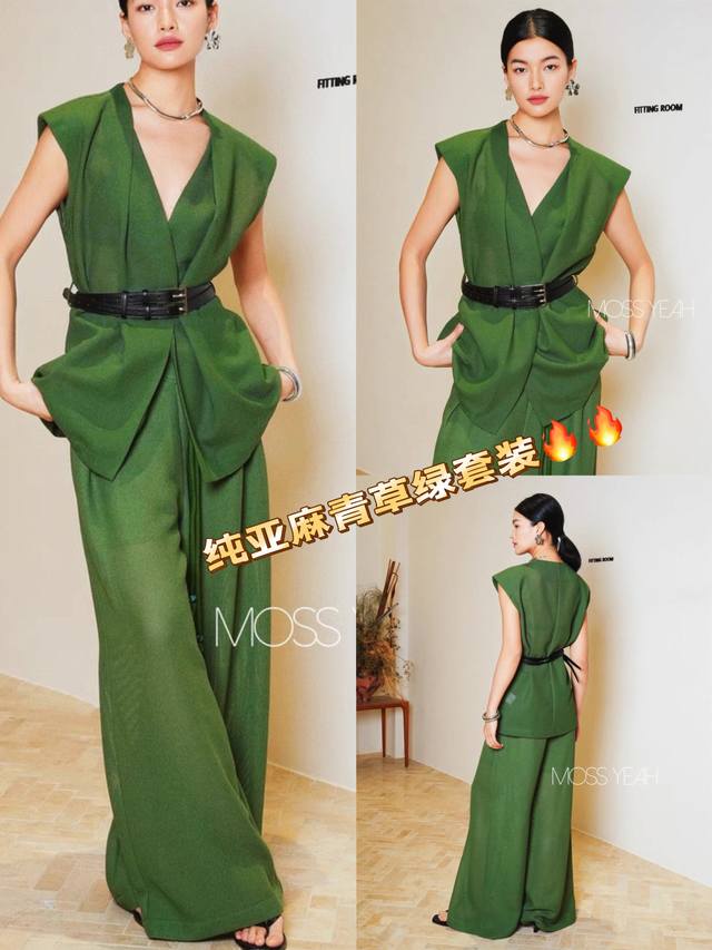 suit Designer style ferment washed pure linen suit cool and cool sister style fr