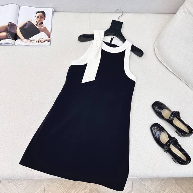 Elegant Hepburn style Cd 25Ss Spring and summer latest bow decoration contrast c