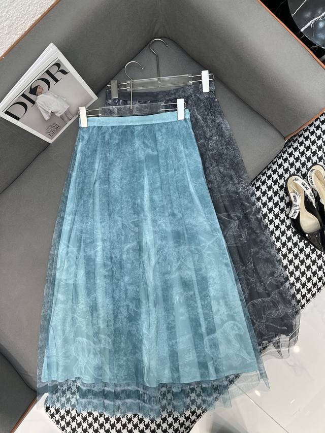 Dio* 25Ss new mesh skirt jungle flower print classic fashion single color three