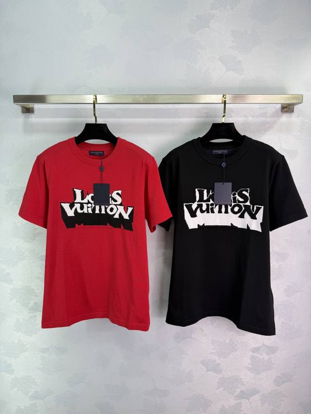 Lou2025 early spring latest series! Contrast color logo knitted short-sleeved to