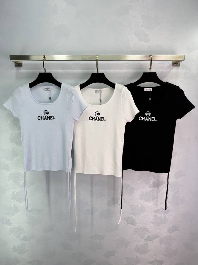 Chane*2025 Spring and Summer new round neck drawstring knitted tops customized Y