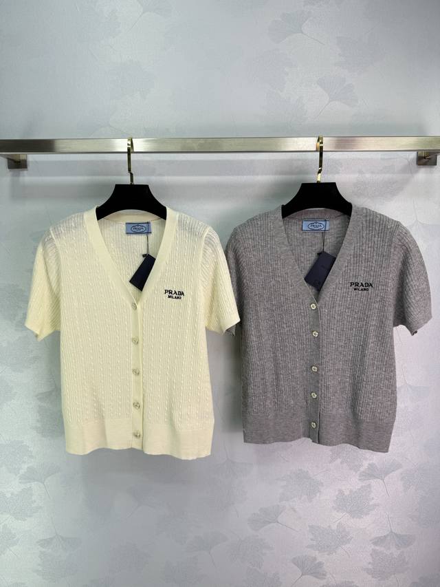 Prad* 2025 Spring and Summer latest series! Braided V-neck knitted short sleeves