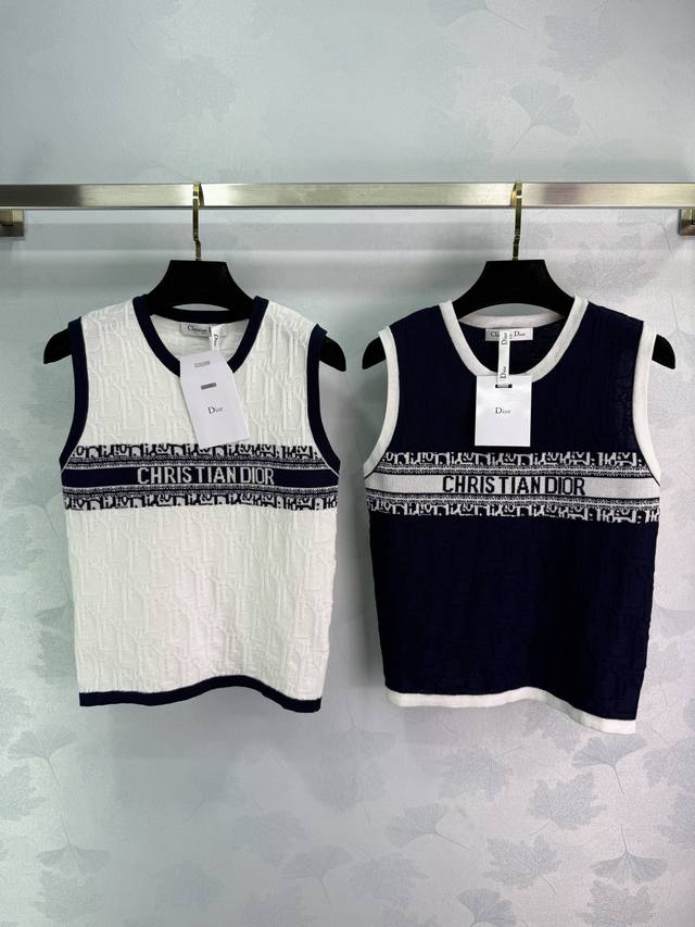 Dio*25 Spring and Summer new round neck vest with classic monograms on the chest