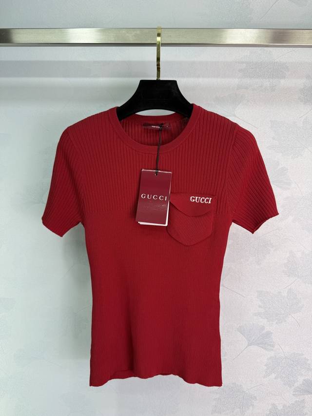 Gucc* 2025 Spring and Summer New Series! Knitted short sleeves! Customized Yb im