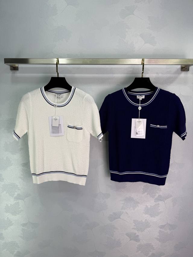 Ch*25 Spring and summer new knitted short-sleeved high-end handmade workshop ser