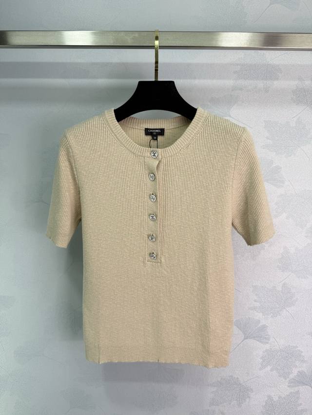 Chane*2025 new arrivals Half-open placket slim fit knitted short sleeves Customi