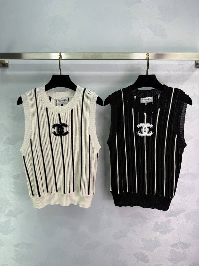 Ch*25 Spring and summer new striped knitted vest with classic double C logo desi