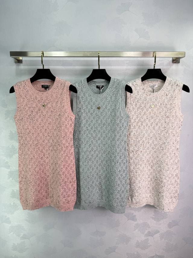 Chane*2025 New arrivals Leaf knitted vest dress Customized Yb cashmere yarn wove