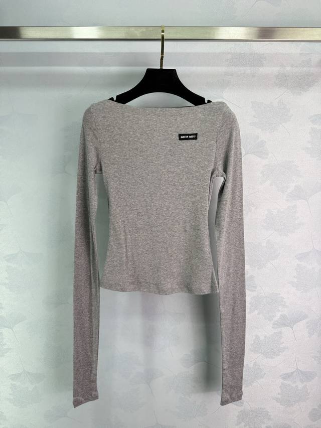 Miumi*2025 new arrivals One-shoulder ultra-thin cotton tops Customized Yb twill