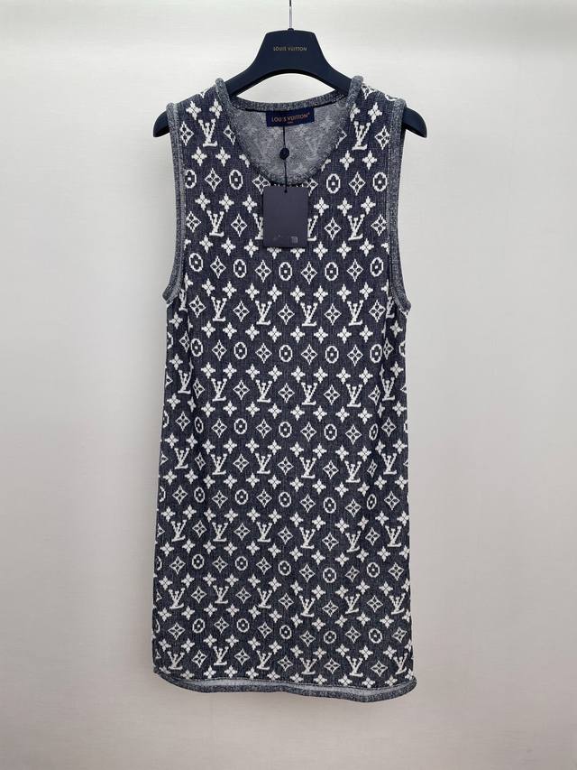 L's high-end monogram jacquard sleeveless knitted skirt The chain design is uniq