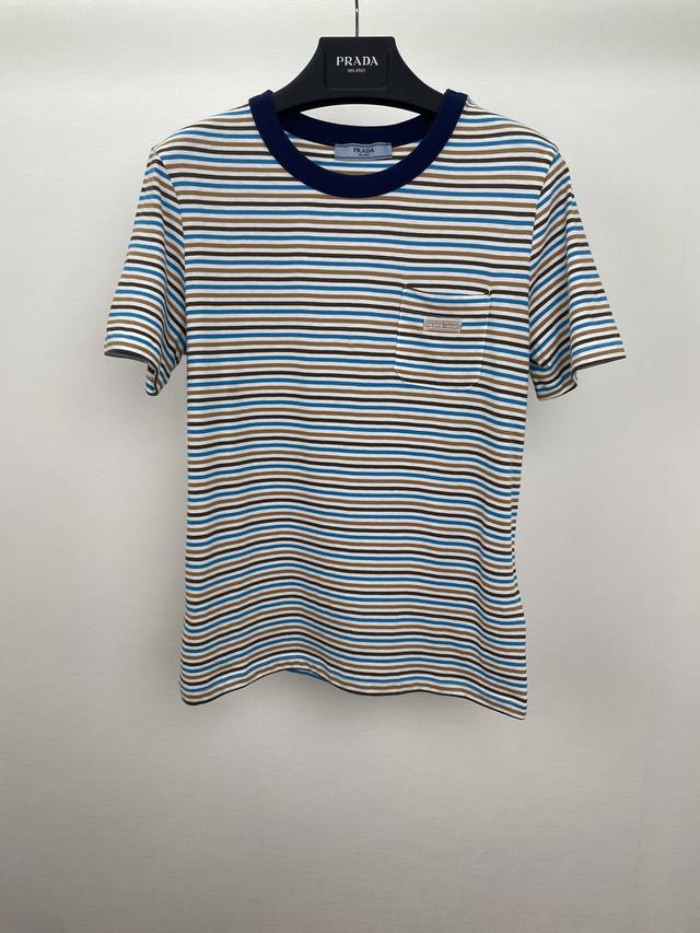 Home 25Ss Rainbow Striped Cotton Top The striped pattern has a youthful appeal,