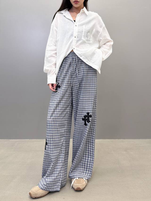 Chrome Hearts | New plaid casual pants, garment washing and spraying technology,