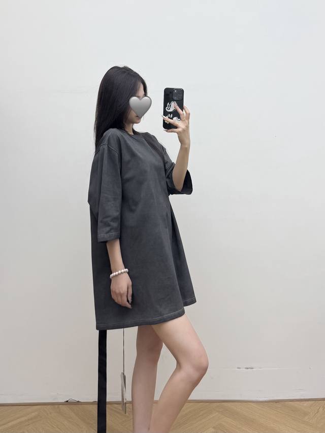 Rick Owens 2025 summer new style washed heavy workmanship distressed short-sleev