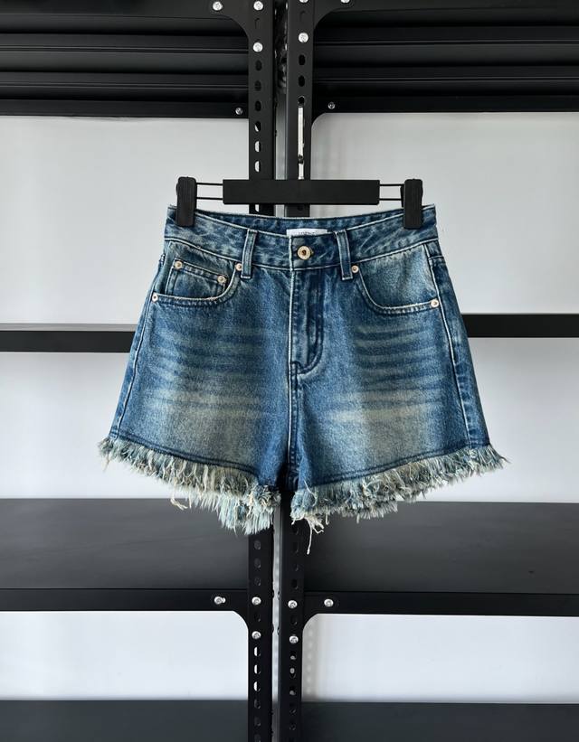 Loewe 2025 Spring/Summer Retro Raw-Edge Denim Embroidered Shorts Classic Loewe i