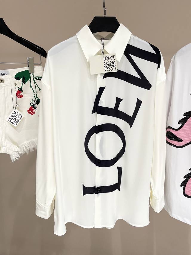 New arrival! Loew* 25Ss new spring and summer logo print loose long-sleeved shir