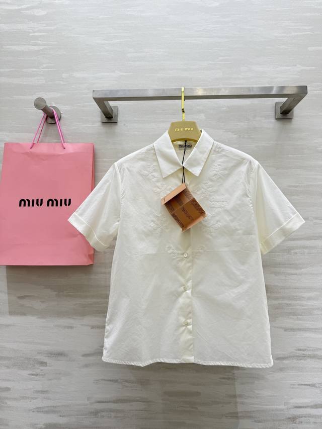 Miumi2 new embroidered short-sleeved shirt high quality custom spot first releas
