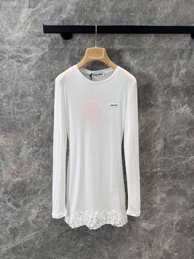 New cotton lace mask T-dress Cotton jersey fabric Decorated with brand logo patc