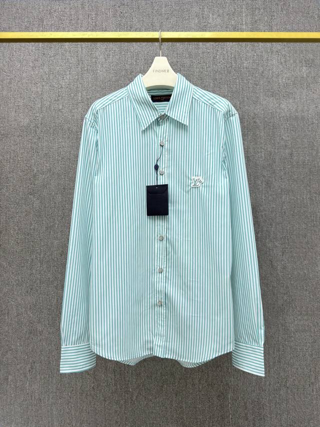 Lv-Z, ,L*Uis Vuitton autumn new style Cotton long-sleeved shirt Green striped co
