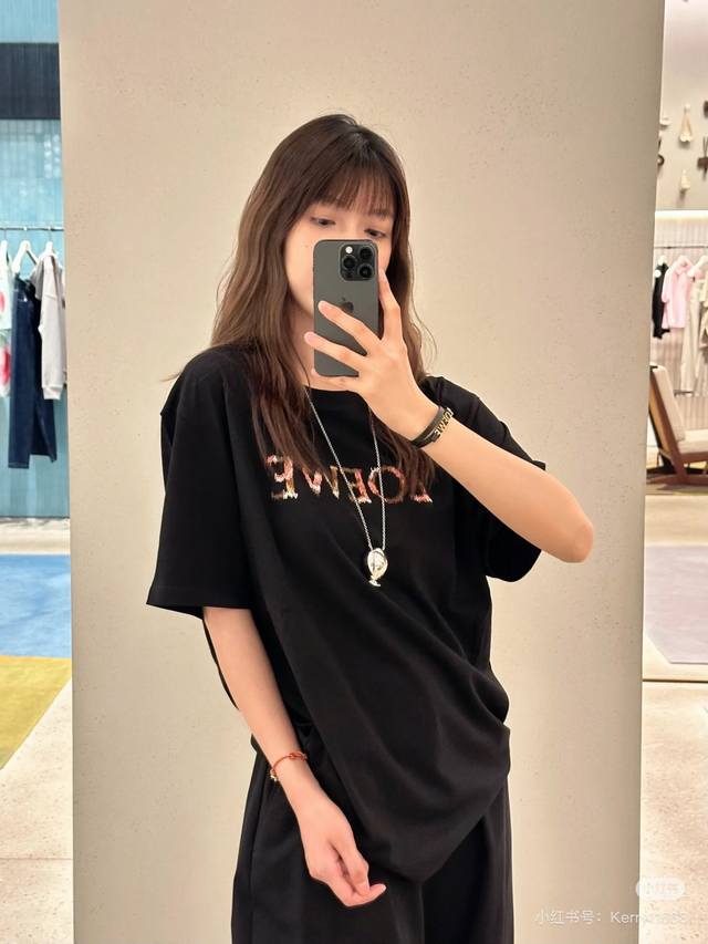 Lo-W, , embroidered colorful letters T-shirt, original development, black Sml, s
