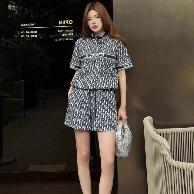 suit new style high-end fashion old flower letter fashion suit women's short-sle