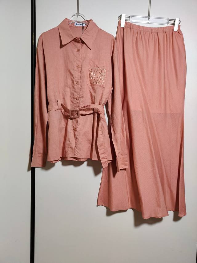 suit Loew*Loewe pocket embroidery long sleeve belted shirt elastic waist hip ski