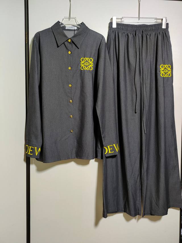 suit Loew*Loewe heavy embroidery custom hardware buttons lapel shirt elastic wai