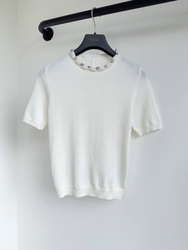 Valenti25 limited edition item Heavy knitted round neck nail diamond process Mes