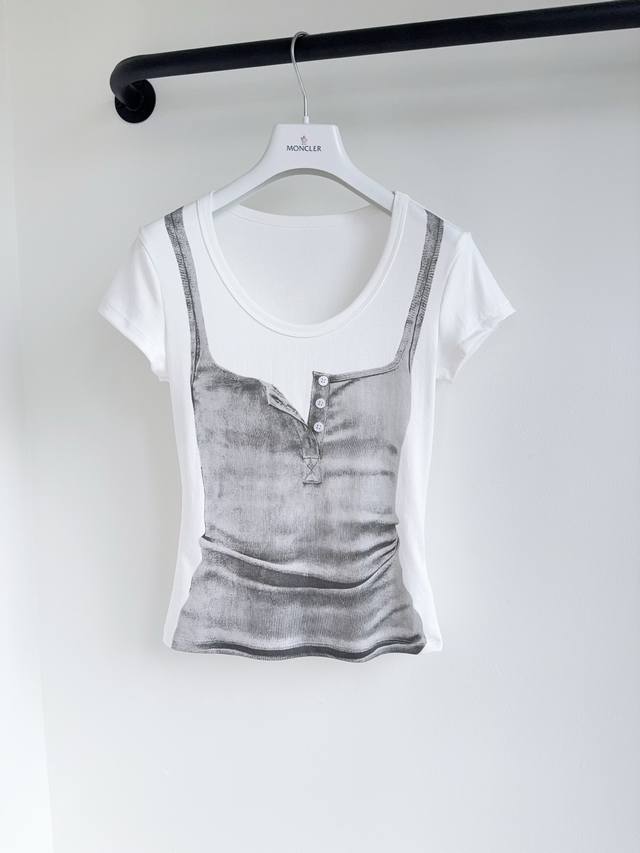 Er25 Spring and Summer new heavy-duty printed pattern short-sleeved T-shirt ship