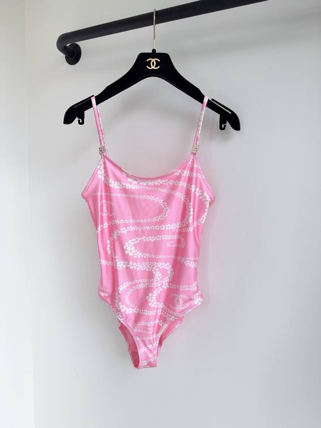 Cc25 Limited new style printed pattern round neck double C metal brand swimsuit