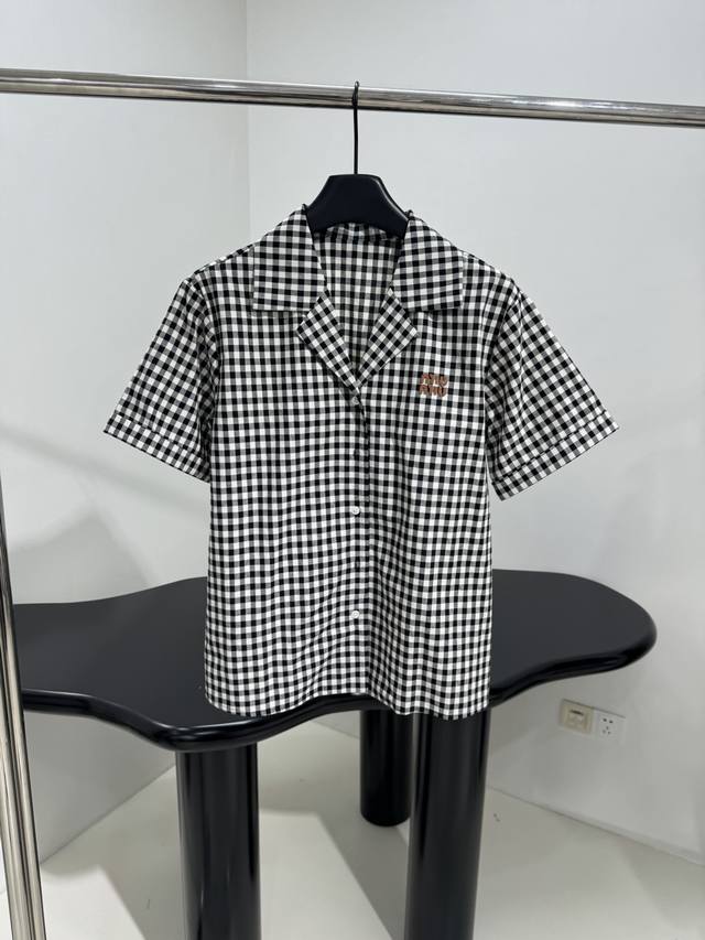 New checkered short sleeve shirt and skirt set Customized yarn-dyed checkered fa