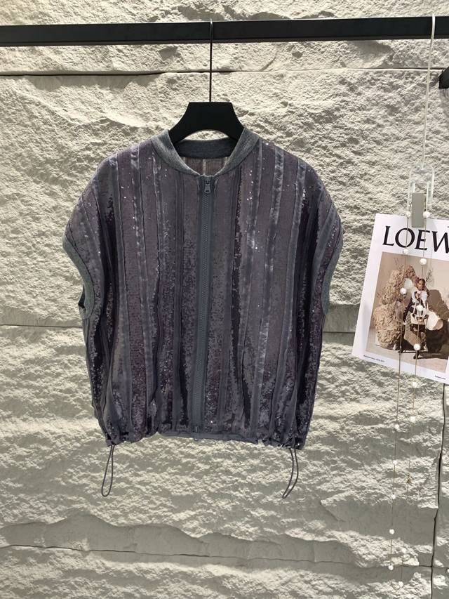 New arrival! Bc heavy embroidered sequins pure silk top inside and outside The h
