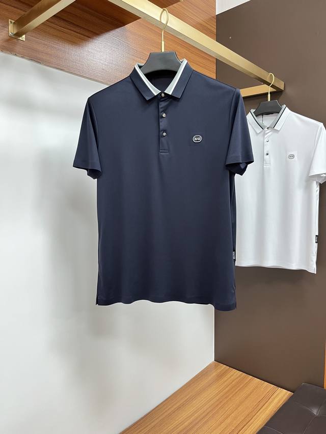 Boss 2025 spring and summer classic Polo collar design, paired with a simple sin