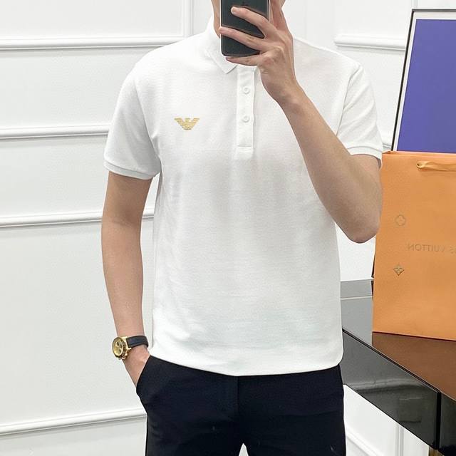 Armani small embroidery 2025 summer new men's lapel short-sleeved Polo shirt, cu