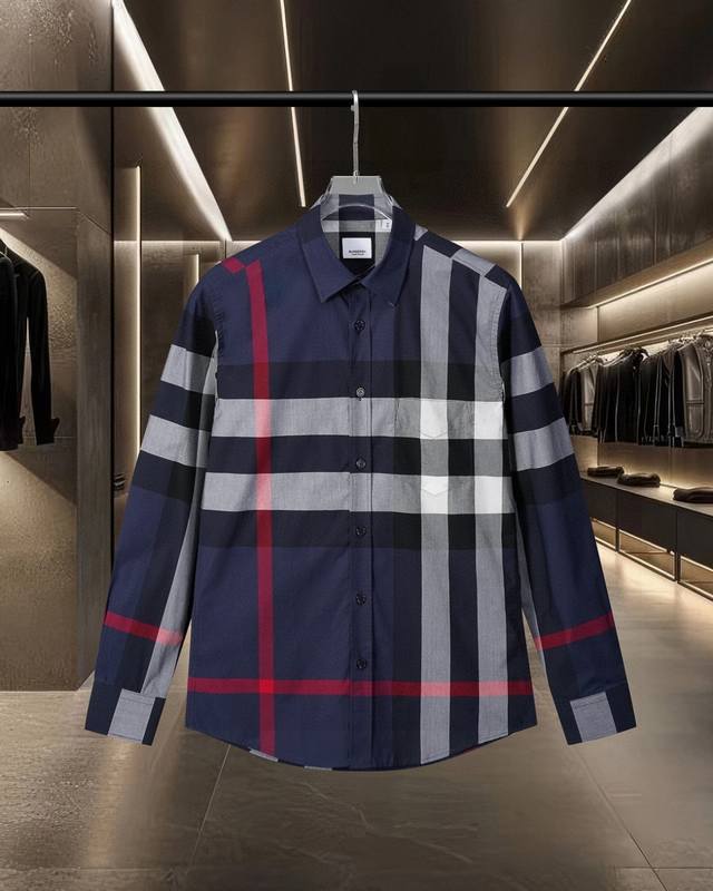 Bur Burberry's hot-selling plaid stretch cotton poplin long-sleeved shirt series