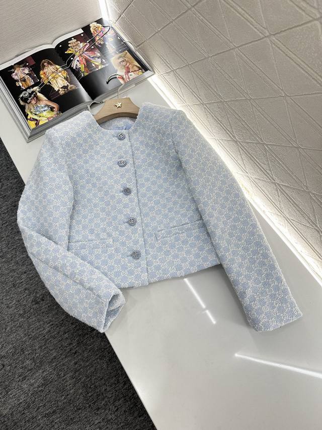 Gucc*2025 New arrival jacquard round neck dress jacket Customized Yb imported co