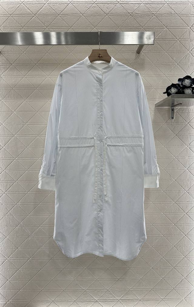 Gucc*2025 New arrival Striped long-sleeved dress Customized Yb twill cotton mate