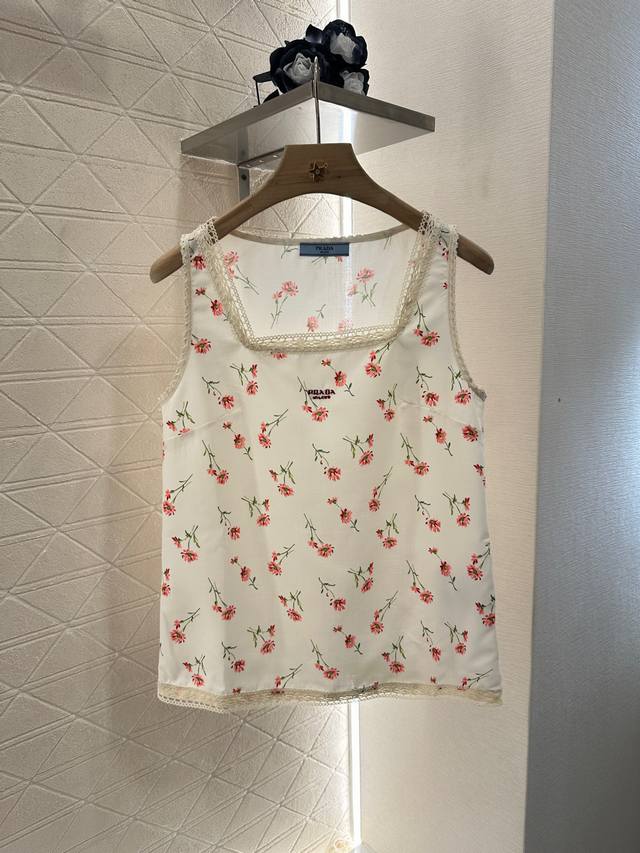 Prad*2025 new arrival floral vest shorts set Customized Yb twill cotton material