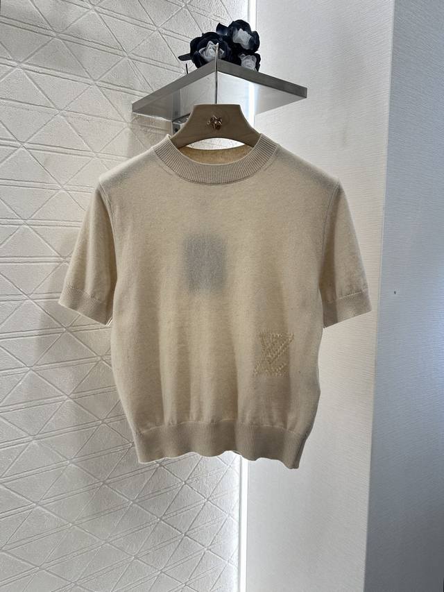 Louis Vuitto*2025 new arrivals Round neck embroidered letters knitted short slee