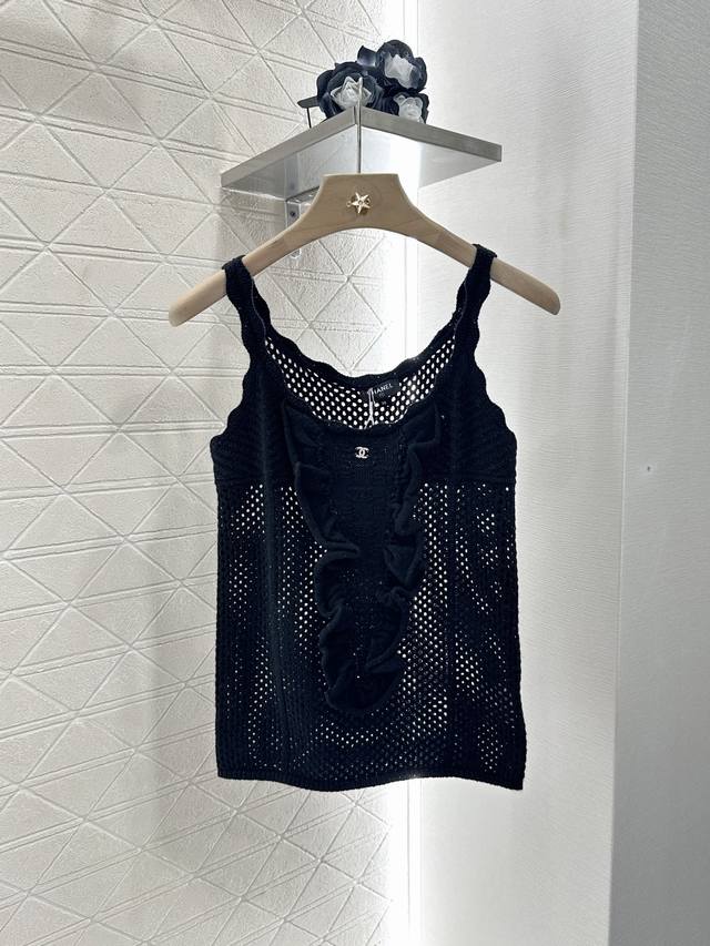 Chane*2025 New arrivals Hollow wave lace knitted vest Customized Yb cashmere yar