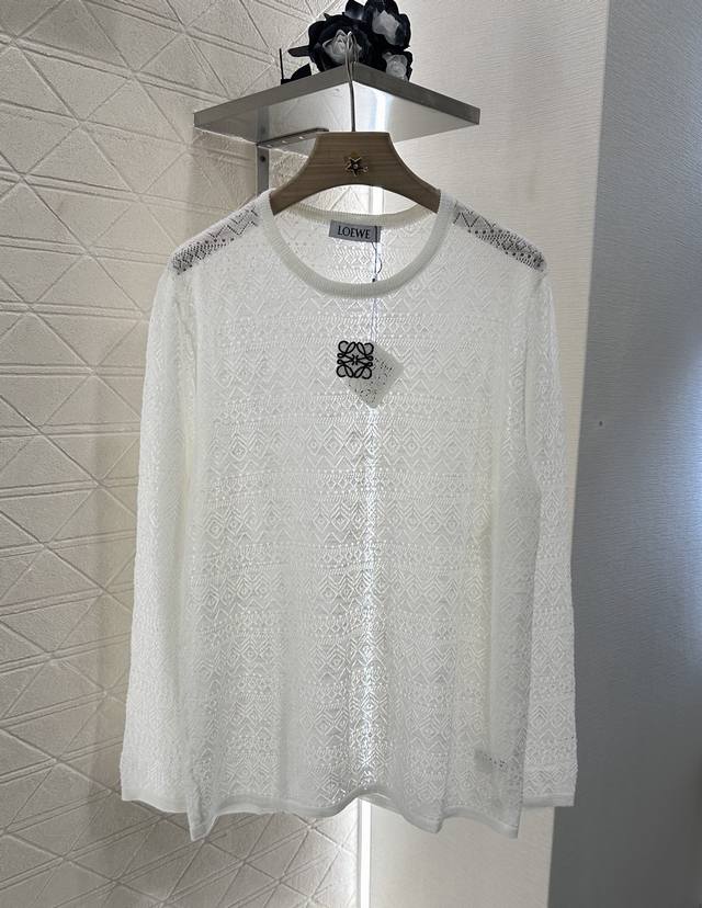 Loew*2025 new arrivals hollow knitted long sleeves Customized Yb linen knitted m