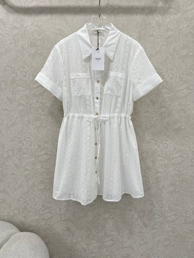 Celin* 25 hollow embroidered dress Heavy-duty dress Arc de Triomphe logo embroid