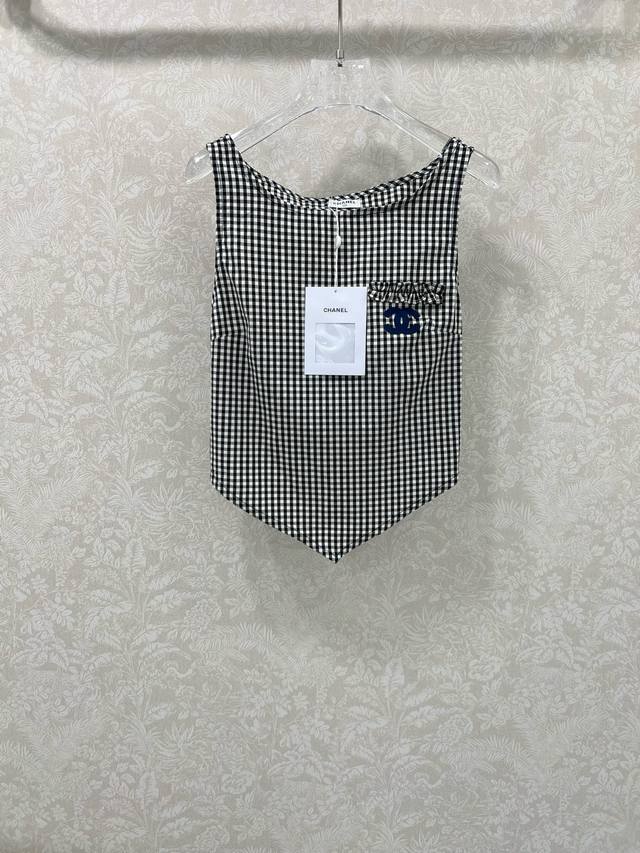 Chane*L Xiaoxiang 25 new vintage black and white plaid contrast vest top This ye