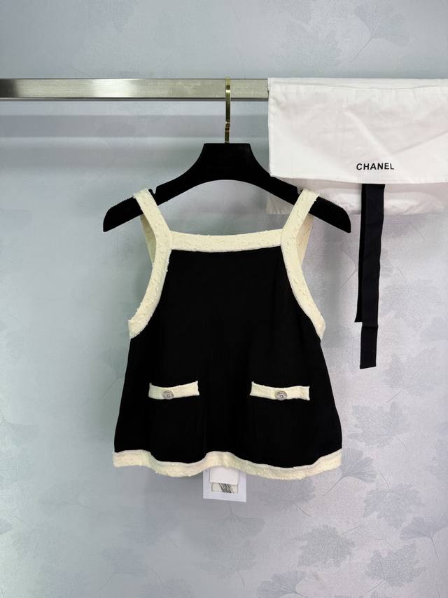 Chanel*25A High-end Handicraft Series Black and White Splicing Suspenders, Yb Cu