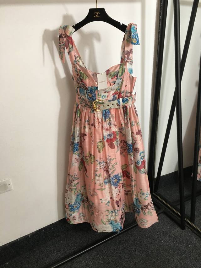 Style No. 2977 Zimmermann new temperament colorful flower print bow suspender dr